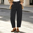 thumbnail image 2 of Oksale Corduroy Pants for Women Petite Trendy High Waisted Button Barrel Pants Loose Comfortable Khaki Pants with Pockets Fashion Outfits Black M, 2 of 8