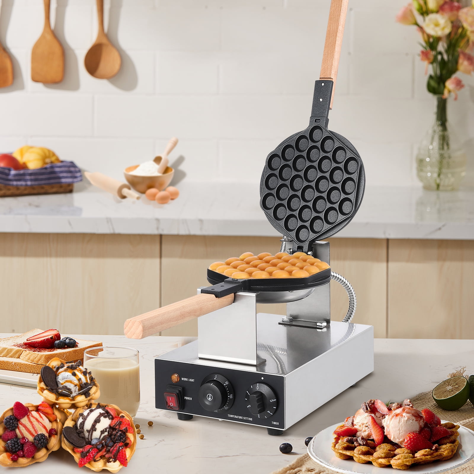 M optimized 1400W Electric Egg Puffs Bubble Waffle Maker Machine Non-stick Egg Bubble Waffle Baker for Home and Commercial Use