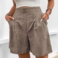 thumbnail image 4 of Shorts for Women Elasticated High Waist Solid Color Summer Shorts with Pockets Fashion Loose Hot Pants Wide Leg Casual Comfy Holiday Beach Daily Work Short, 4 of 6