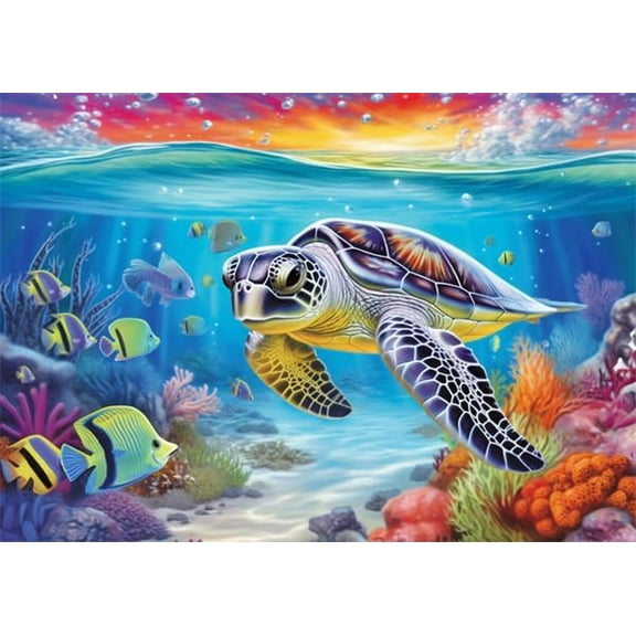 Puzzles For Adults 50 Pieces Summer The Underwater World Sea Giant Turtle Wooden Educational Game Toys Family Decoration Funny Wall Art Gift Puzzle