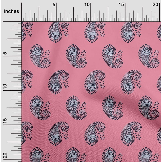 oneOone Silk Tabby Fabric Paisley Block Printed Craft Fabric BTY 42 Inch Wide