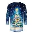 thumbnail image 4 of ‌FDGIU Funny Christmas Shirts for Women - Cute Xmas Tree Print 3/4 Sleeve Blouses, Holiday Tops with Crew Neck, Funny Christmas Tops, 4 of 5
