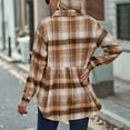 thumbnail image 5 of Fall Cardigans for Women 2022 Plaid Shacket Jacket Fall Flannel Shirt Jacket Casual Button Down Wool Blend Jacket Coat, 5 of 6