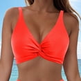 thumbnail image 2 of TOWED22 Women Swimsuit Bikini Top Twist Front Bikini Top V Neck Push Up Padded Swimsuit Top Bathing Suits Only Watermelon Red,XL, 2 of 9