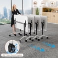 thumbnail image 5 of 47.2" Conference Table, 8 Pack Foldable Flip Top Modular Table with Silent Lockable Wheels, Space-Saving Mobile Training Desk for Office, Classroom & Meeting Spaces, White, 5 of 7