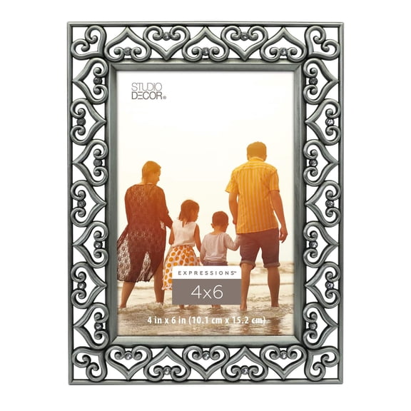 Studio Decor Expressions Pewter Hearts Jeweled Frame