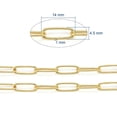 thumbnail image 4 of 1 m 3.28 Feet Soldered Brass Paperclip Chains Drawn Elongated Cable Chains Cadmium Free Lead Free Long-Lasting Plated Real 18K golden Plated 14x4.5x1mm, 4 of 8