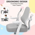 thumbnail image 6 of ‌Hoffree Kids Desk Chair with Adjustable Backrest Flipped Arms Ergonomic Study Chair wtih Adjustable Footrest Height Rolling Pink office chair for Teens Boys Girls in Study Room, 6 of 9