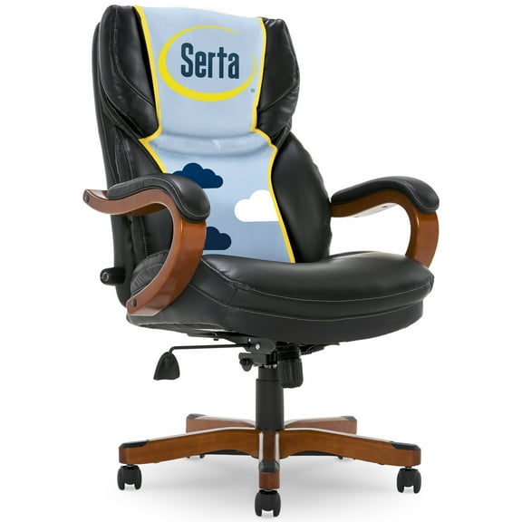 Serta Conway Big and Tall Executive Office Chair - Ergonomic Lumbar Support, Bonded Leather, Padded Armrests, High Back Computer Desk Chair, Black