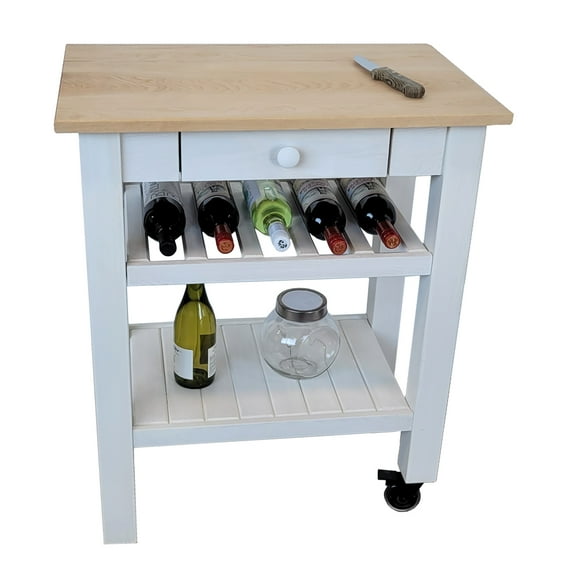 SB Mobile Kitchen Island on Wheels 28" x 18" x 34" with Drawer White - Made in Canada
