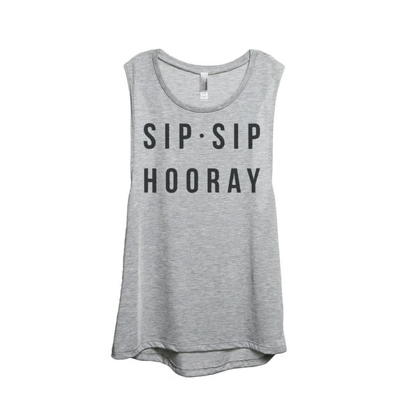 Thread Tank Sip Sip Hooray Women's Fashion Sleeveless Muscle Tank Top Sport Grey 2X-Large