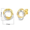 thumbnail image 3 of Italian 14k Yellow & White Gold Shiny Mini Twisted Love Knot Stud Earrings - Double Twisted Circles, 3 of 4
