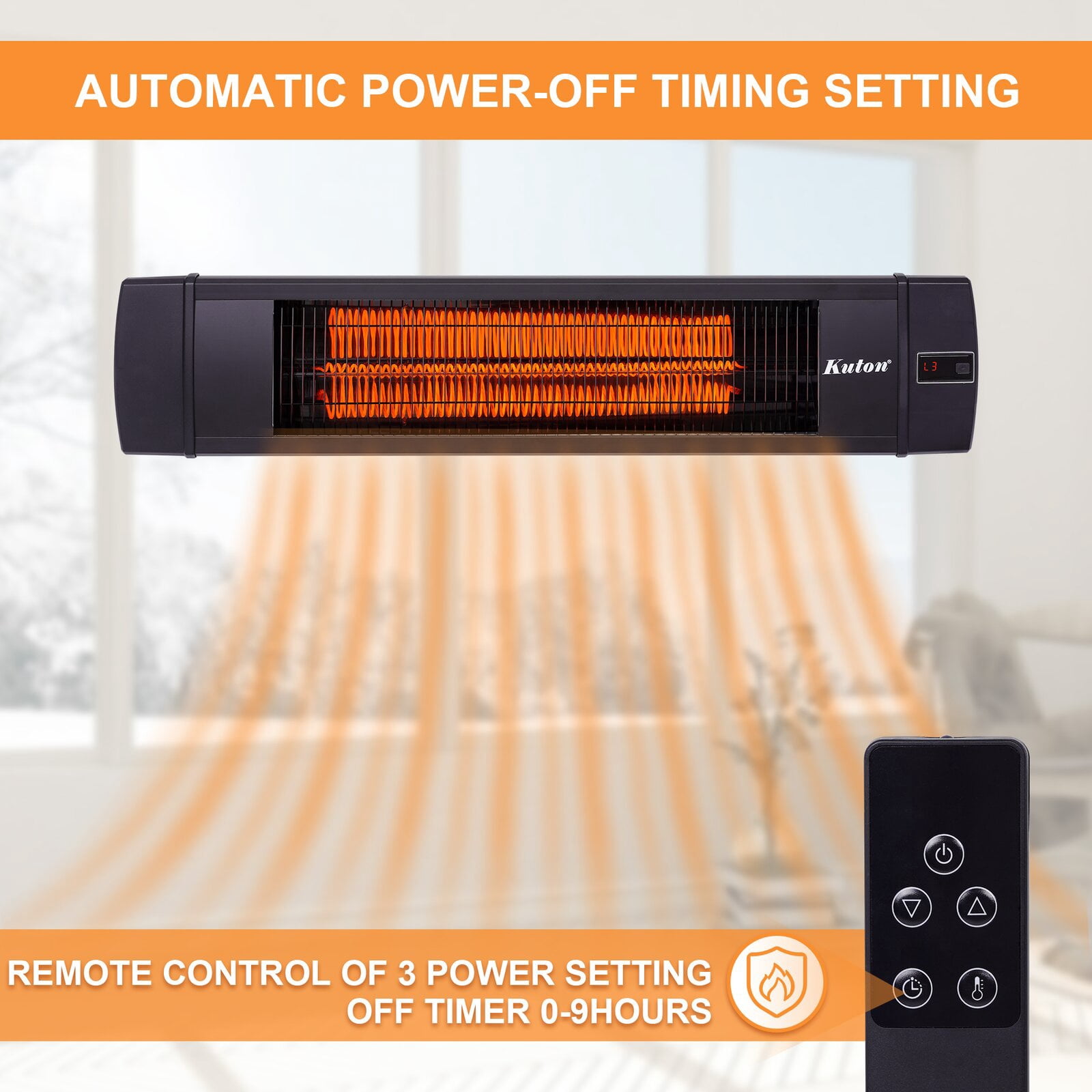 Kuton Electric Outdoor Patio Heater Infrared Outdoor Heater Wall Mount Patio  Heater with Remote - Walmart.com