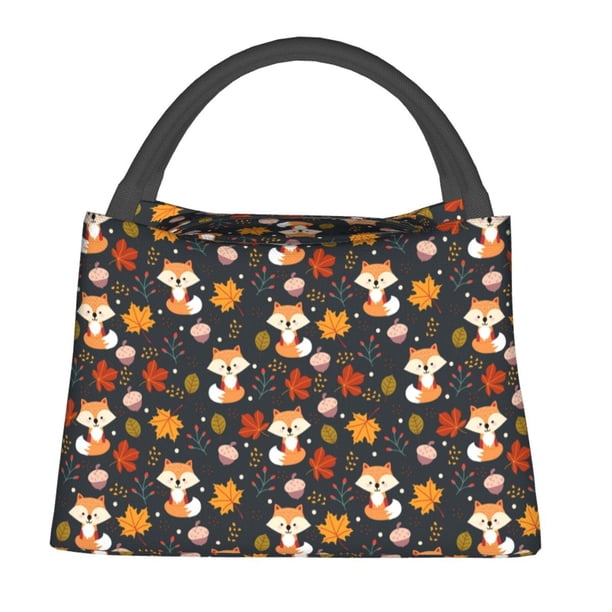 Easygdp Autumn Fox Bolsa de Almuerzo Insulada Reutilizable, Bolsa de Mano y Bandolera para Oficina, Trabajo, Viajes