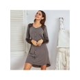 thumbnail image 2 of Women Sleepwear Lace Comfy Sleep Gowns Pleated V Neck Nightshirt S-2XL, 2 of 11