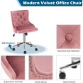 thumbnail image 4 of HYJY Velvet Office Chair - Modern Upholstered Desk Chair with Adjustable Height, Tilting Mechanism, and Rolling Wheels - Pink, 4 of 18