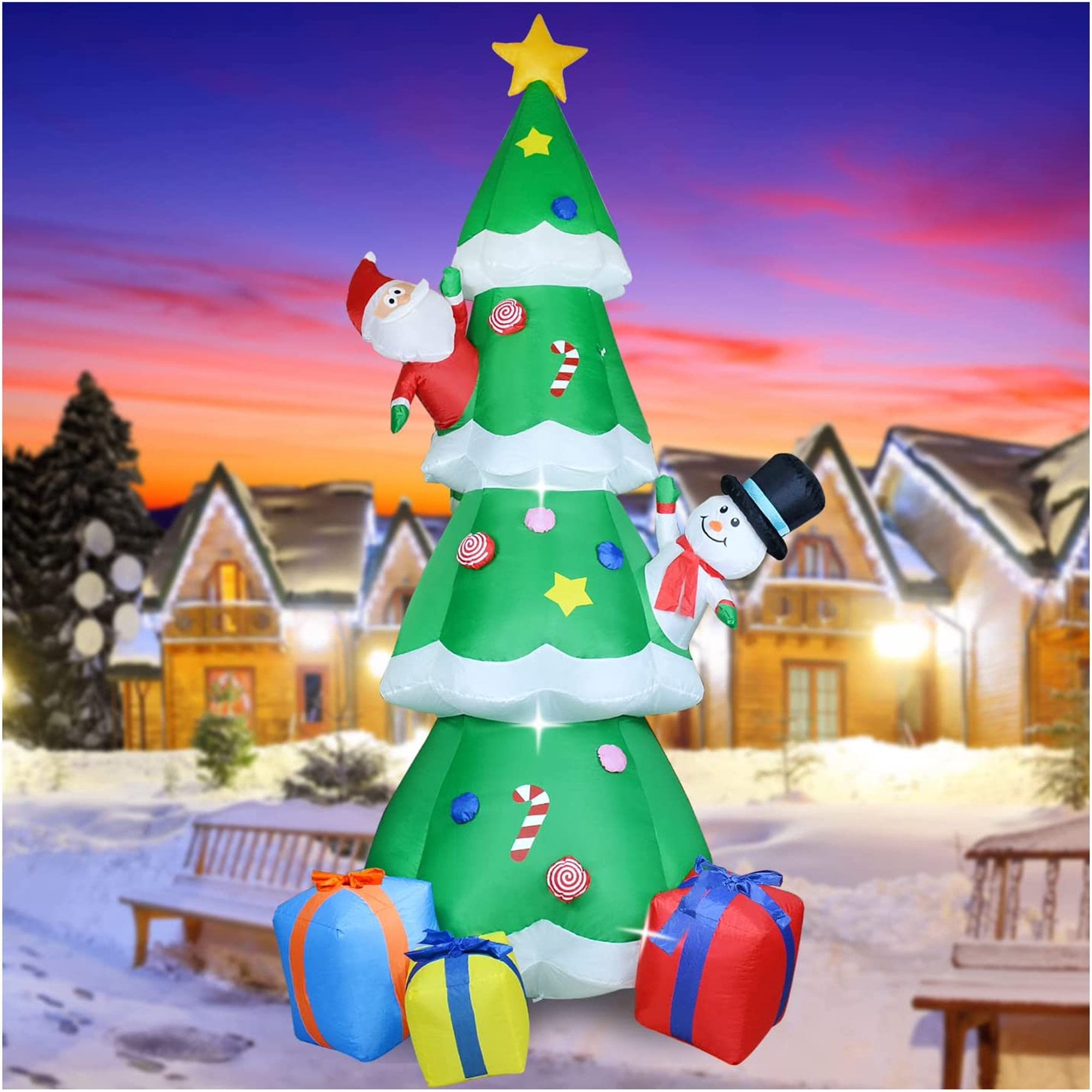 8Ft Christmas Inflatable Decoration, Green Christmas Tree with Build in ...