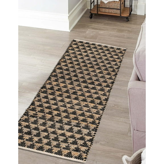 Unique Loom Chindi Jute Collection Area Rug (2' 2" x 6' 1" Runner Black/Natural)