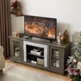 thumbnail image 2 of Farmhouse 58" TV Stand for 65" TVs, Wood Media Console Table with 2 Glass Doors and Adjustable Shelves, Entertainment Center for Living Room, Bedroom, 2 of 9