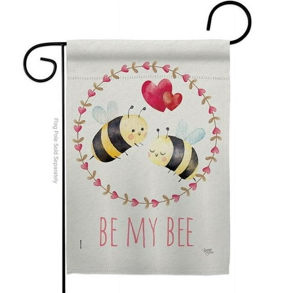 Breeze Decor G151077-BO Be My Bee Springtime Valentine Double-Sided Decorative Garden Flag, Multi Color