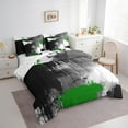 thumbnail image 3 of Erosebridal Vintage Geometric Art Bed in a Bag King Size,Slashing Ink Style Bed Set,Green Black Ombre Bedding King Size,Super Cozy Bedroom Decor Reversible,7 Pieces, 3 of 7