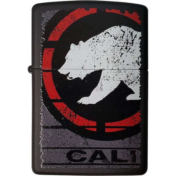 Cali Bear Silhouette - Black Matte Zippo Lighter