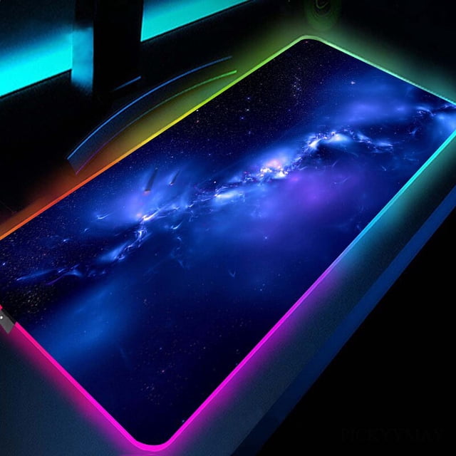 Alfombrilla de ratón RGB LED Lllumination para oficina, alfombrilla de ratón grande para Gamer Space Universe Gaming, teclado, ordenador, Anime, alfombrilla de escritorio para CSGO LIUWENJING unisex