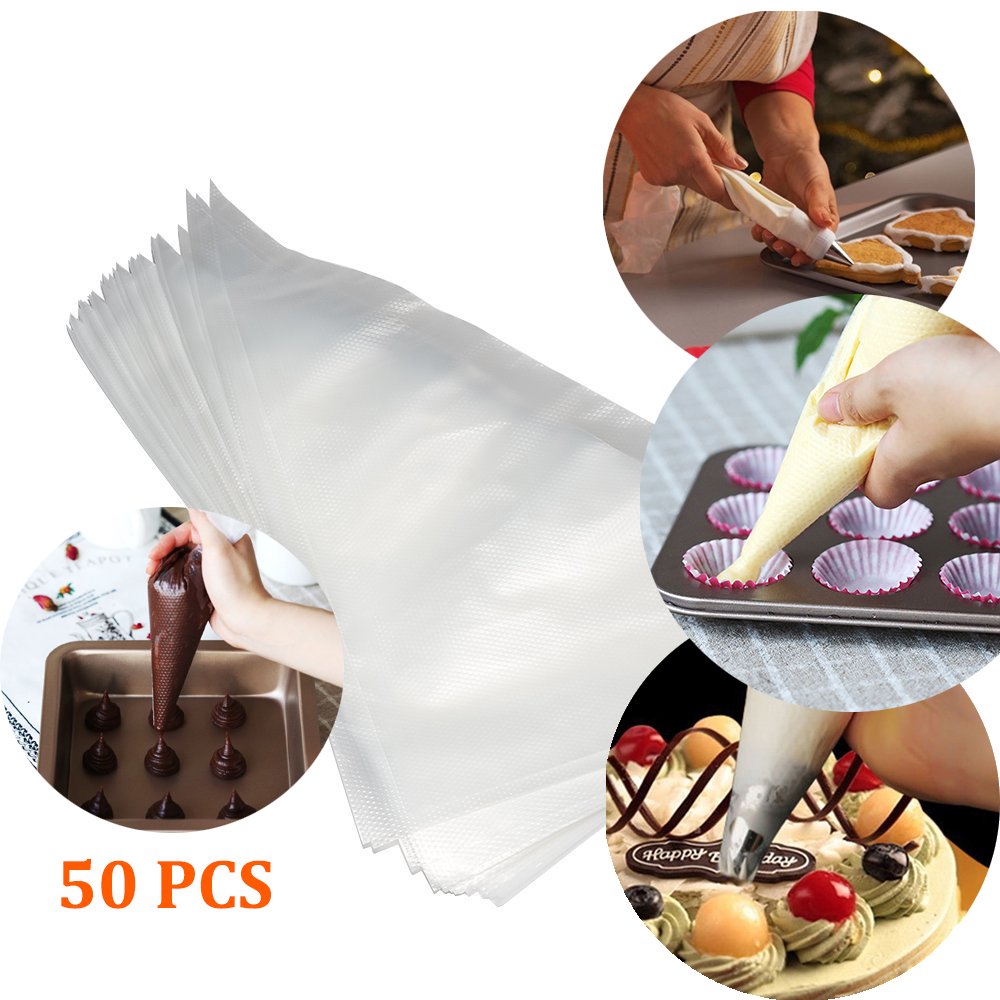 GLiving Pastry Bags 50 Pieces 16 Inch Disposable Piping Bags Cake