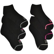 Fila Ladies 6 Pairs Moisture Control Athletic Low Cut Socks Black 4-10