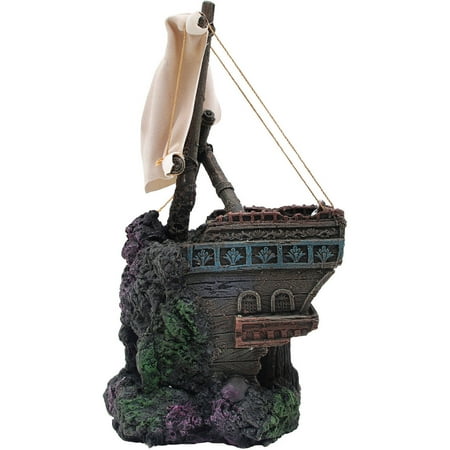 Sunken Galleon Aquarium Ornament - Marina Sunken Half Ship Aquarium Ornament