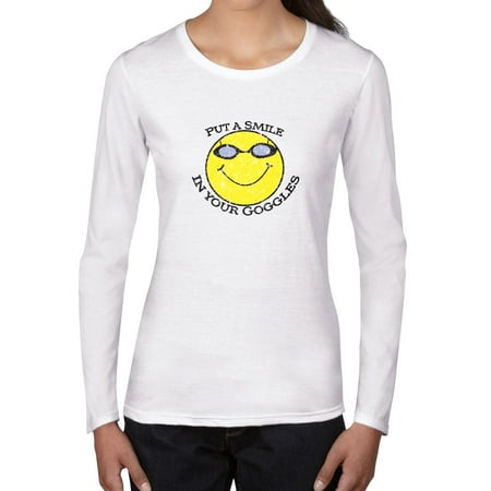 Put A Smile In Your Googles Swimming Yellow Happy Women's Long Sleeve (The Best Swimming Goggles Reviews)