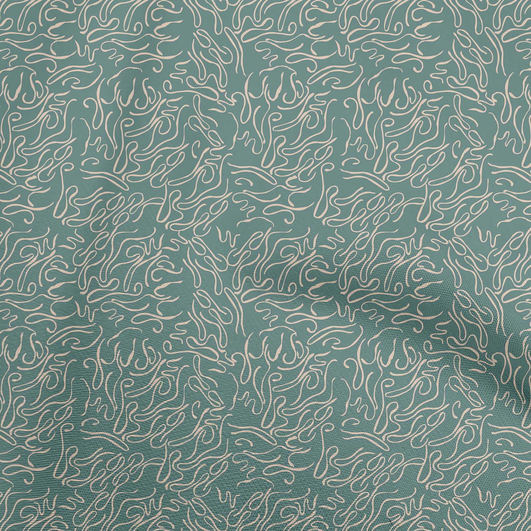 oneOone Georgette Viscose Dark Teal Green Fabric Abstract Line Sewing Craft Projects Fabric Prints By Yard 42 Inch Wide