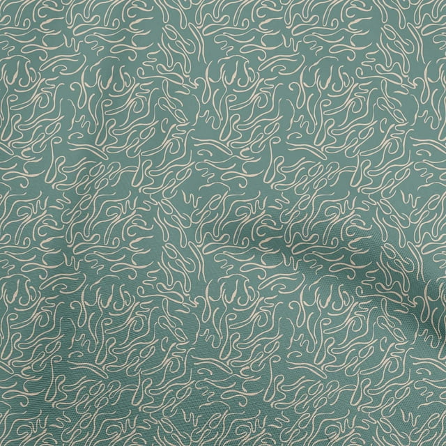 oneOone Viscose Jersey Dark Teal Green Fabric Abstract Line Craft Projects Decor Fabric Printed By The Yard 60 Inch Wide