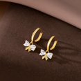 thumbnail image 3 of Sterling Silver CZ Bow Hoop Earrings for Women Teens Love Bow Hoop Earrings Huggie Valentines Day Earrings, 3 of 10