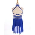 thumbnail image 6 of Linjinx Lyrical Dance Dress for Girls Ballroom Outfit Modern Dance Outfits Crop Top with Skirt Set Blue 6, 6 of 7