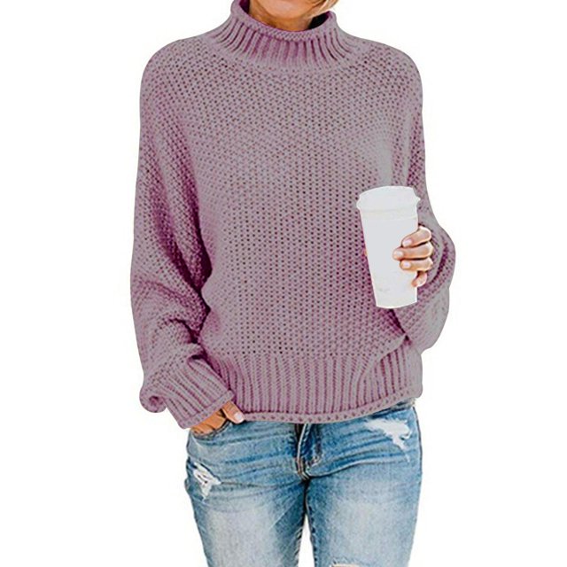 Suéter de gran tamaño con cuello alto y manga larga para mujer XXL jinwen suéter de mujer de gran tamaño