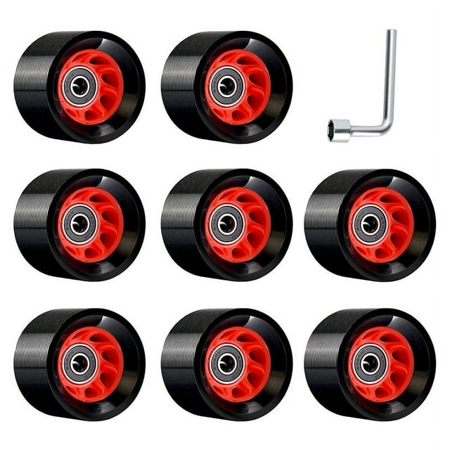 Lot de 8 95A 58mmx39mm, Roues de Patins à Roulettes Quad Intérieur, Roues en PU Résistantes à l'Usure Accessoires pour Patins à Roulettes Double Rangée