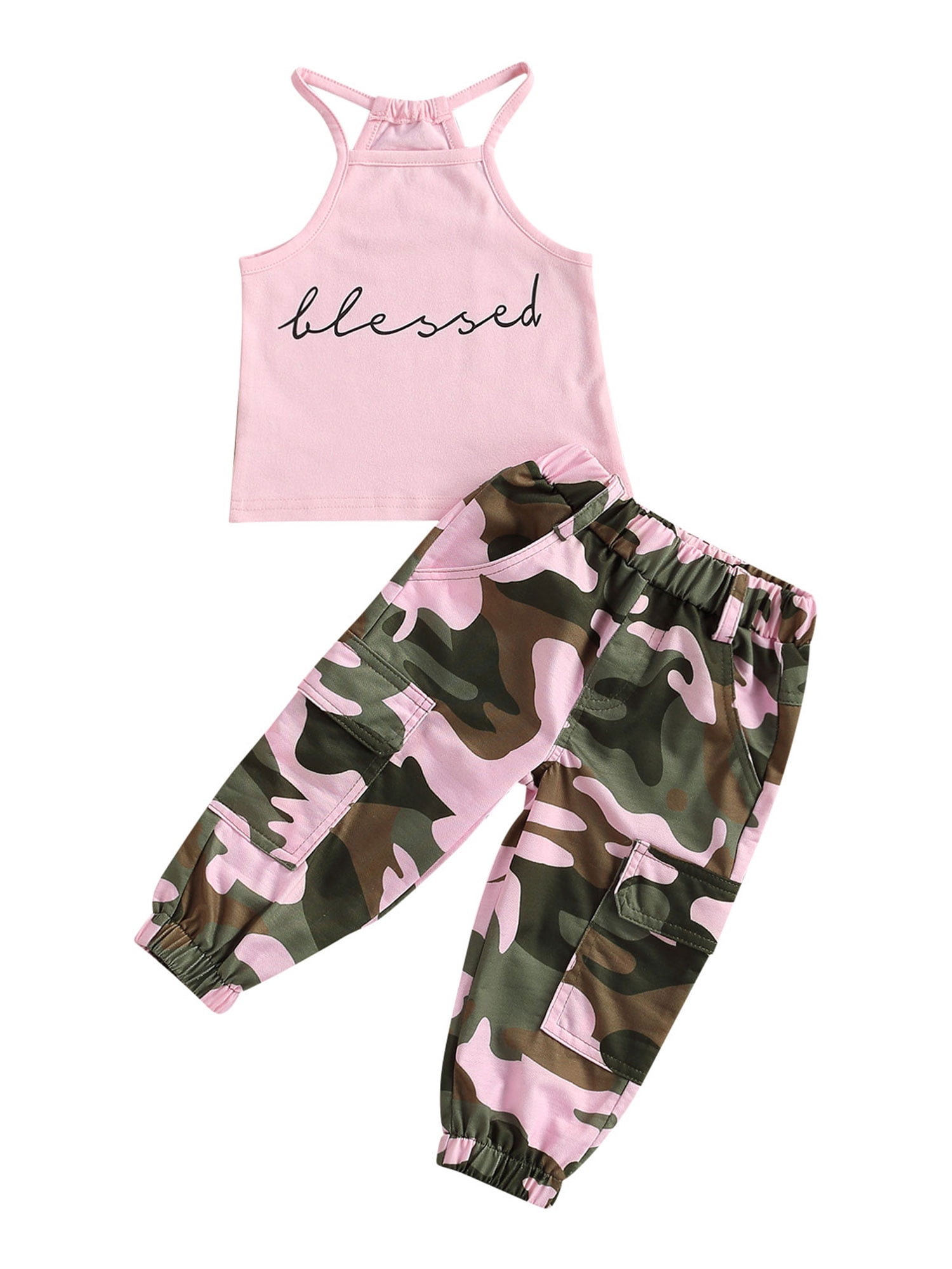 Plain Hot Pink Bodysuit Camouflage Girls Baby Dress Camo Trousers Outfit NB-18M 