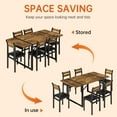 thumbnail image 6 of Cvortll 7 Pieces Dinner Table Set for 6, 55" Farmhouse Faux Wood Kitchen Table Chairs Set of 7 Metal Frame, Apartment, Rustic Brown, 6 of 10