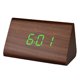 thumbnail image 1 of Modern Triangle LED Wooden Alarm Clock Classical Digital Sound Control Desk Clock Thermometer (Brown Wood and Green Light), 1 of 3