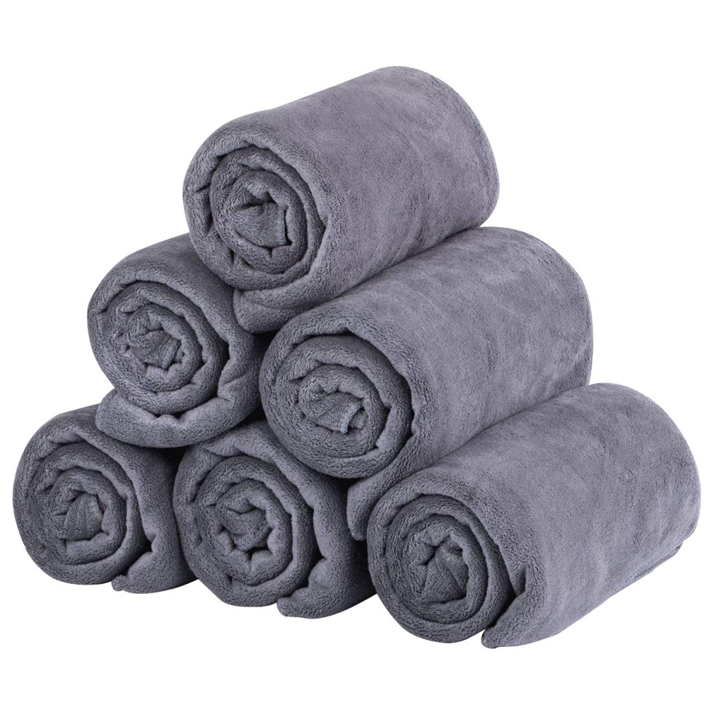 Solid Microfiber Bath Towel Set 6 PCS,Extra Absorbent,27 x 55 inches