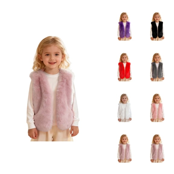 Sleeveless Winter Coat for Kids Girls – Windproof, Thicken Wool-Blend Warm Vest Outerwear for Toddlers