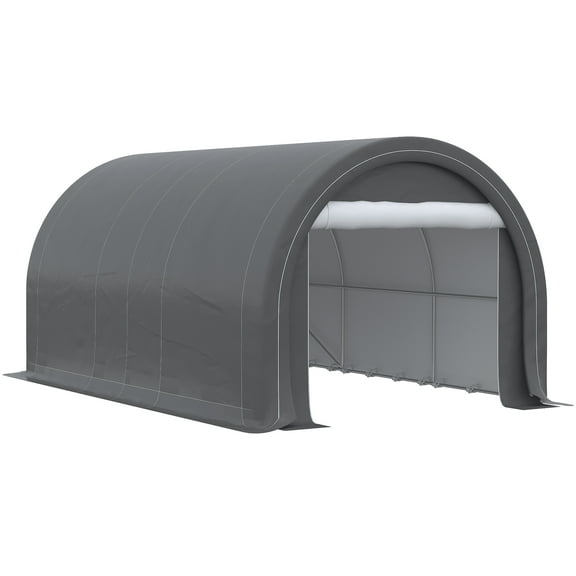 CoSoTower 10' X 16' Carport, Heavy Duty Portable Garage Storage Tent with Large Zippered Door, Anti-Uv PE Cover for Car, Truck, Boat, Motorcycle, Bike, Garden Tools, Outdoor Work, Gray