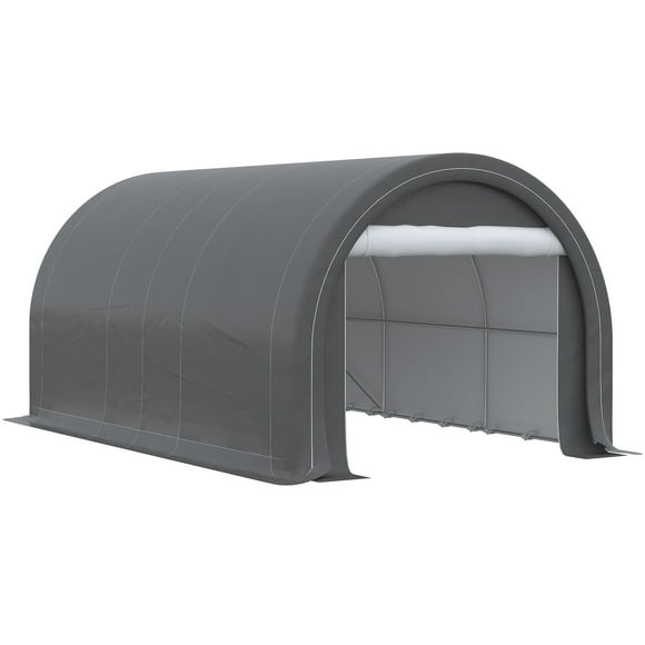 Outsunny 10' x 16' Carport Storage Tent Anti-UV PE Portable Garage, Grey