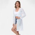 thumbnail image 4 of Women's Long Sequin Cardigan Open Front Sheer Duster Jacket- X Large, White, 4 of 7