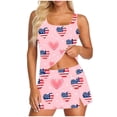 thumbnail image 2 of Kilaqueen Women's 3 Piece Tankini Swimsuit, Square Neck Sleeveless Tank Top, Split Swim Skirt & High Cut Bikini Briefs, Tummy Control Modest 4th of July Bathing Suit Outfit for Beach Pool Vacation, 2 of 5
