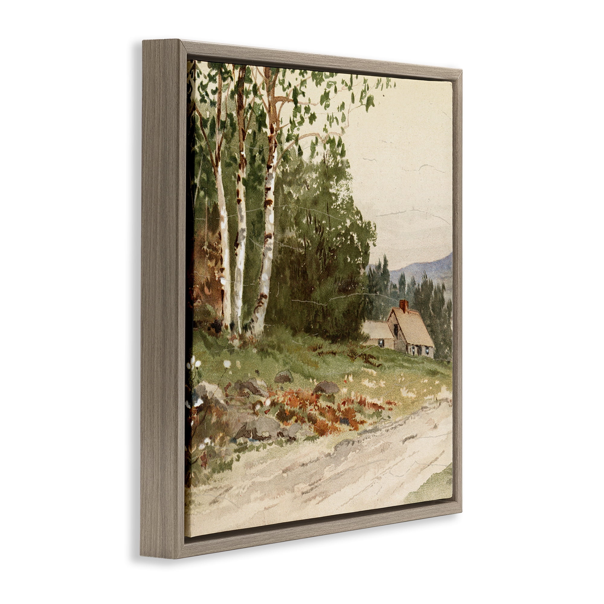 Stupell Industries Farm House Dirt Road Brown Framed Floater Canvas Wall Art, design by Lula Bijoux & co.