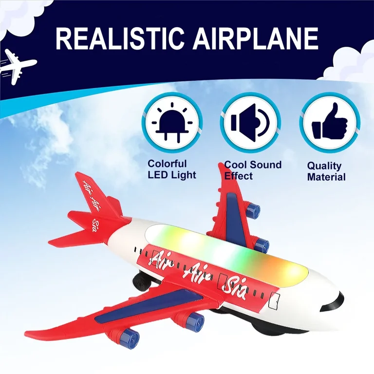 Rirool Airplane Toy with LED Lights and Rotating Lift photo 8