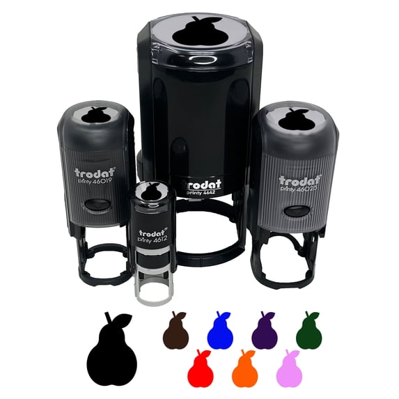 Pear Fruit Solid Self-Inking Rubber Stamp Ink Stamper - Yellow Ink - Medium 1 Inch