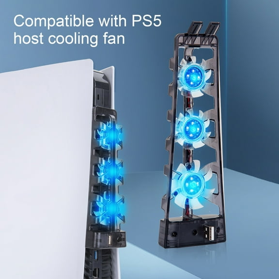 Joernso Cooling Fan 3 Fans Mute Black High Efficiency Console Host External USB Cooler for PS5